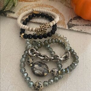 Beaded Bracelet Set with Silver Accents